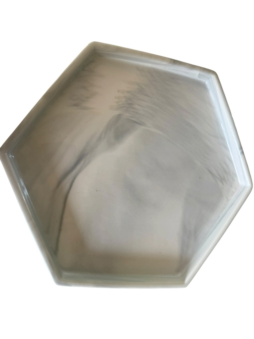 Heavy White Gray Marble Look Hexagon Decorative Vanity Tray